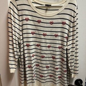 Talbots Women's Striped Sweater with Heart Accents size 1XL/ NWOT B51